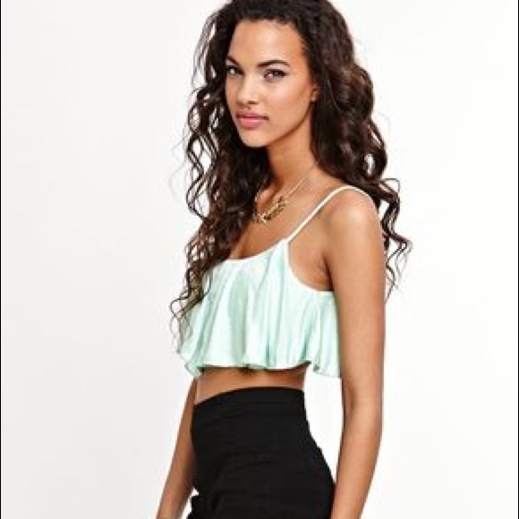 Spaghetti Strap Ruffle Crop Top - Picture 2 of 4
